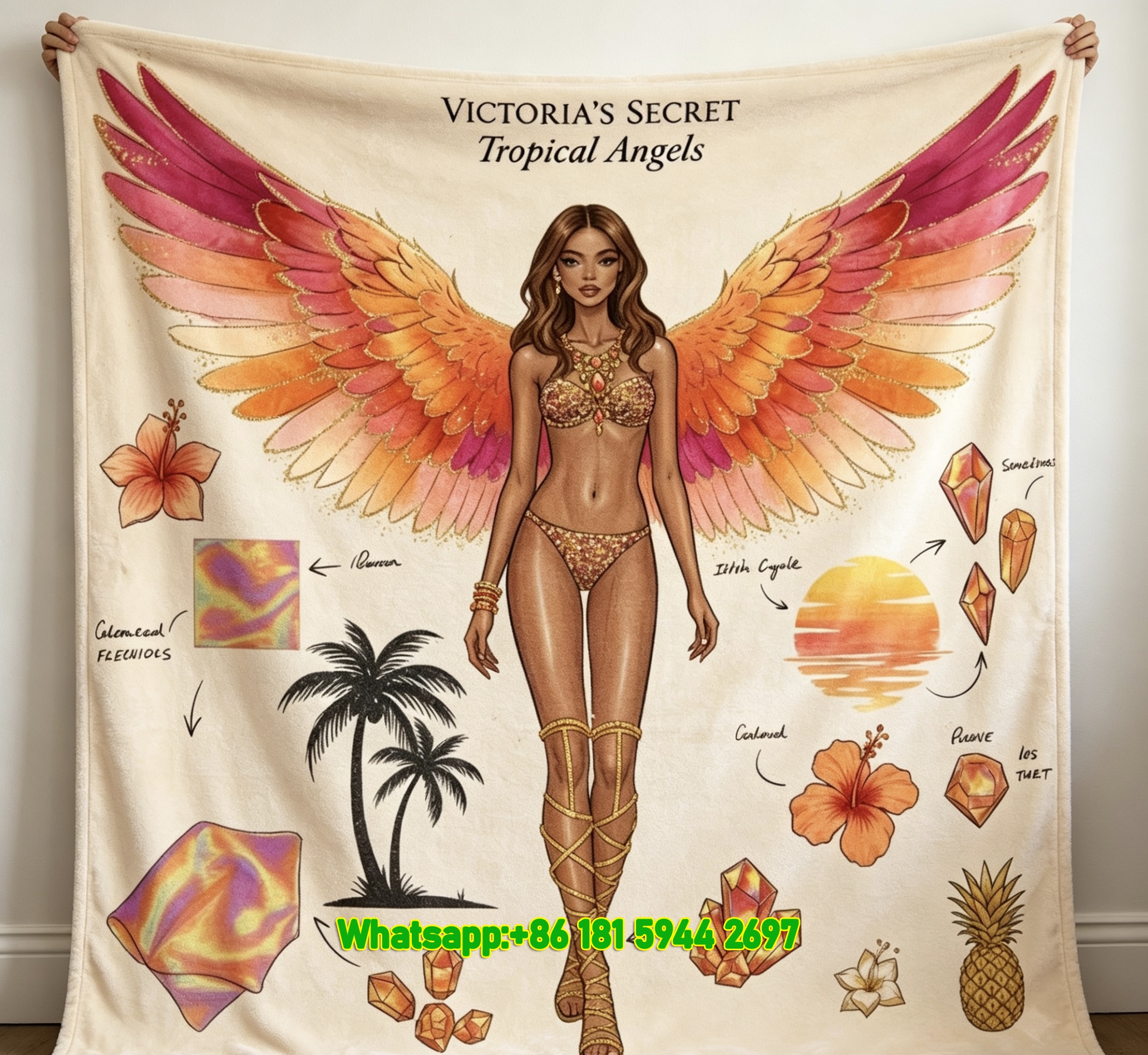 Victoria's Secret Snow Angels Fleece Throw Blanket V117